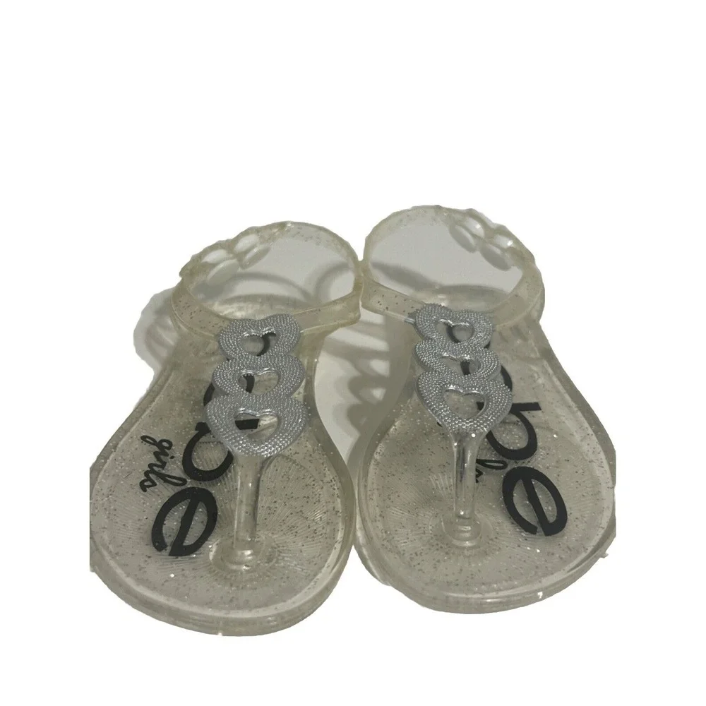 BEBE NEW LITTLE GIRLS JELLY SANDALS WITH HEART DETAIL SZ‎ (S) 4/5